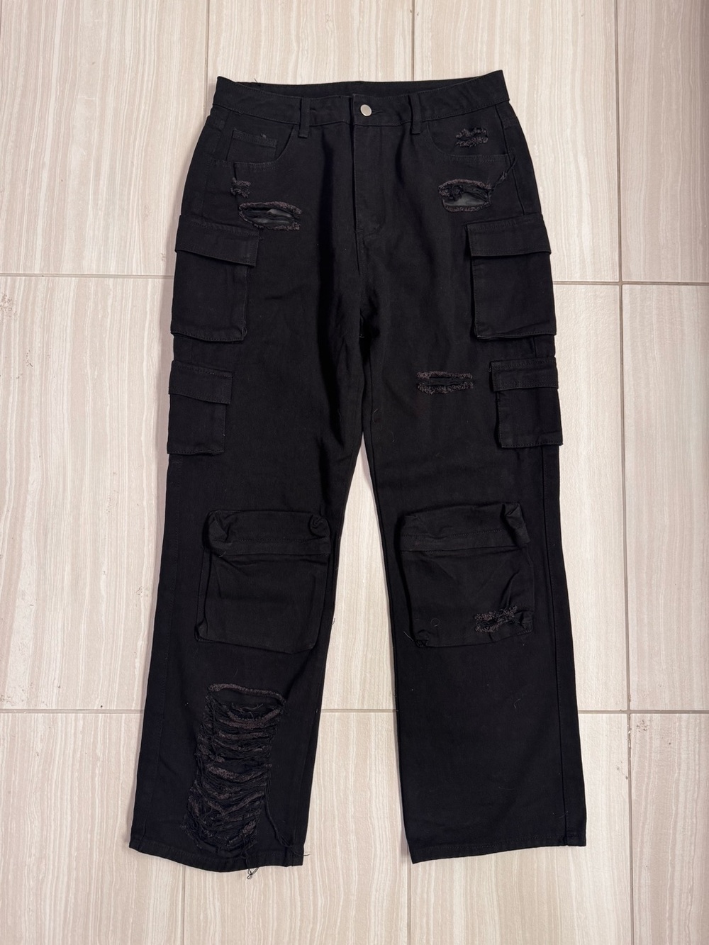 Fashion Nova Distressed Cargo Jeans